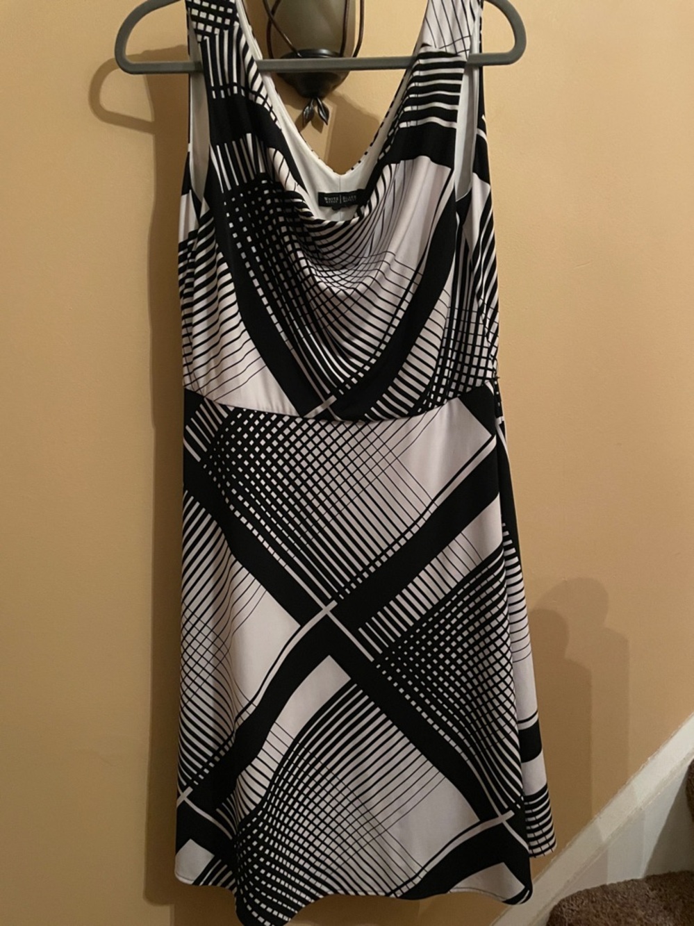 Beautiful Cow neck Dress-White House Black Market Geometric Black &White  Dress